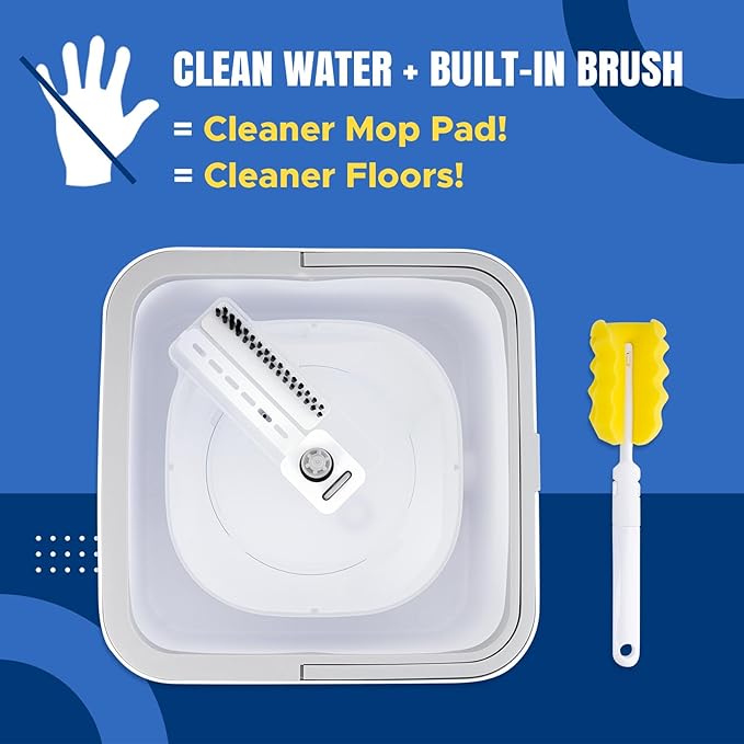 VENETIO Dirty Separation Spin Mop and Bucket Set Floor Cleaning System with Self Wringing/Dry/Wet All-in-One, Reusable Microfiber Mop for Home Hardwood, Laminate, Tile - Ideal for Pet Owners (1 Pad)
