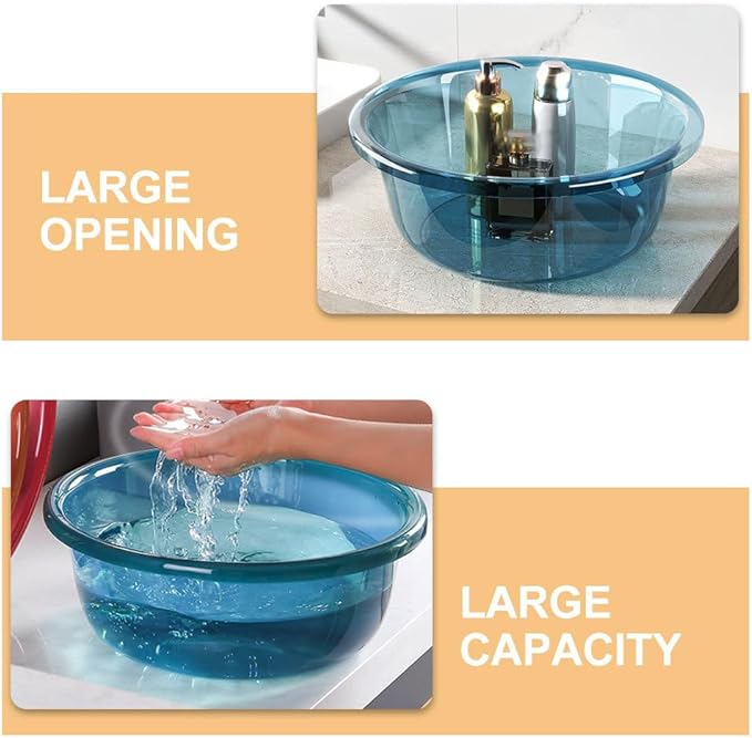 Round Plastic Wash Basin: 2pcs Stackable Camping Dishpan Vegetable Fruit Dish Tub Foot Soak Tub Laundry Hand Wash Bucket Dish Pans for Washing Storage Cleaning Supplies