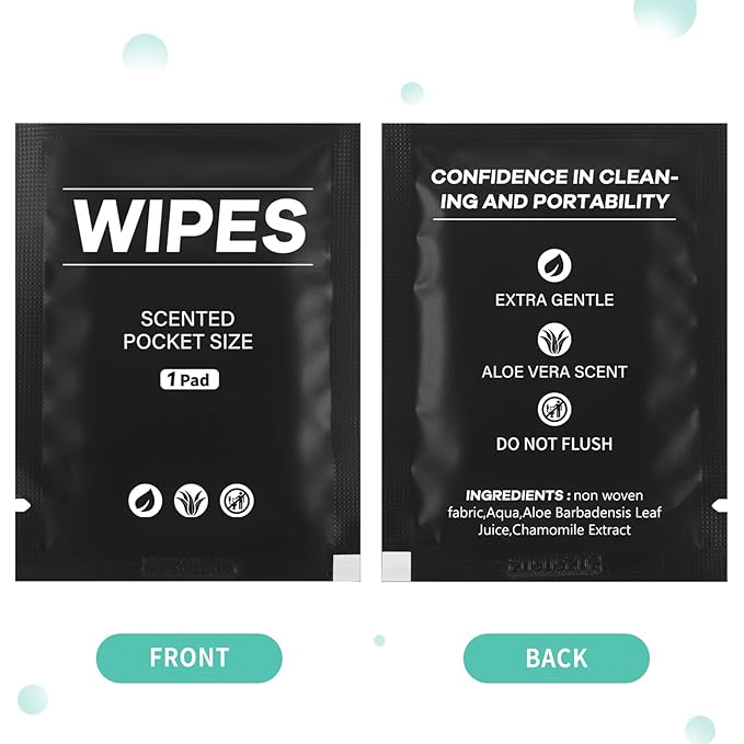 400 Pcs Butt Wet Wipes for Women Individually Wrapped Wipes for Women Man Travel Hand Face Body Cleaning Adults Bathroom Toilet Daily Use(Black)