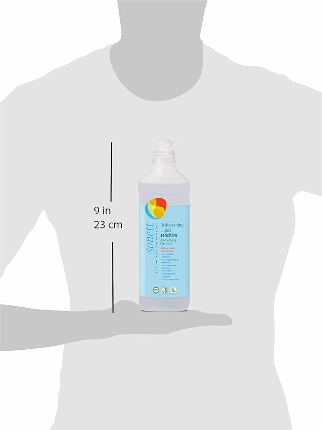 Sonett Organic Dishwashing Liquid, All Purpose Cleaner Sensitive Skin For People With Allergies (17 Fl.Oz (1 Count)) Certified Organically Grown
