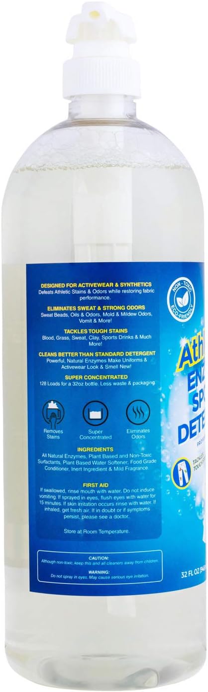 AthletX Enzyme Sports Laundry Detergent Liquid - 128 Loads - USA Made - 32oz