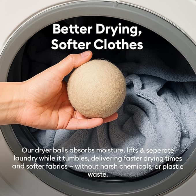 | Natural Hemp Dryer Balls | 5X More Absorbent Than Wool | Cruelty-Free, Hypoallergenic & Eco-Friendly | Reduces Clothing Wrinkles and Saves Drying Time | Pack of 3 |