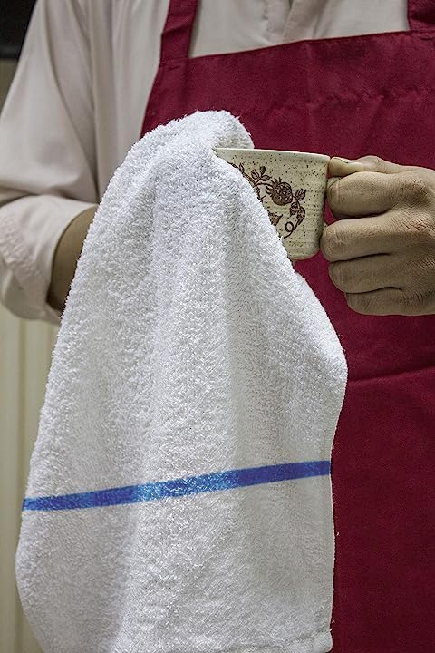 GREEN LIFESTYLE Blue Stripe Terry Towels, White Rags, Bar Towels, 100% Cotton Absorbent and Durable, Multipurpose Cleaning Rags, Cotton Cleaning Rags, Kitchen Rags (14”x17”, Pack of 240)
