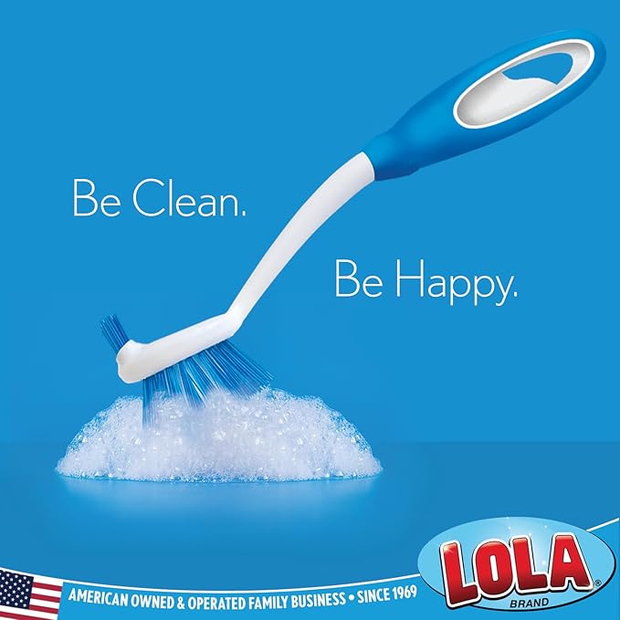 Dish Brush Scrubber for Kitchen, by LOLA, Stiff Bristles & Food Scraper, Comfort No-Slip Grip Handle, Safe for Non-Stick & Coated Cookware, 36 Pack