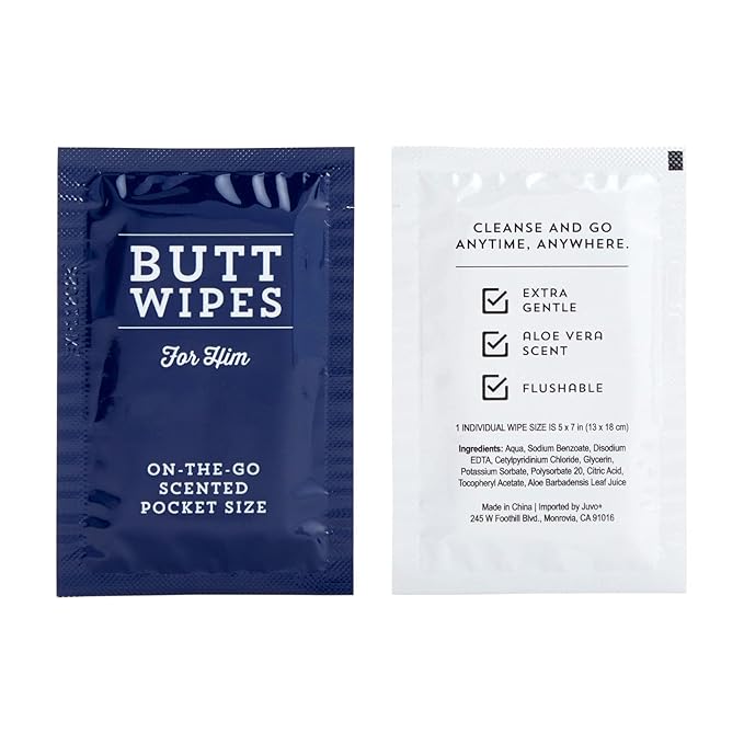 BLUE PANDA 100 Pack Wet Travel Butt Wipes, Adult Flushable Wipes, Individually Wrapped for On-The-Go (Aloe Vera Scented), Blue