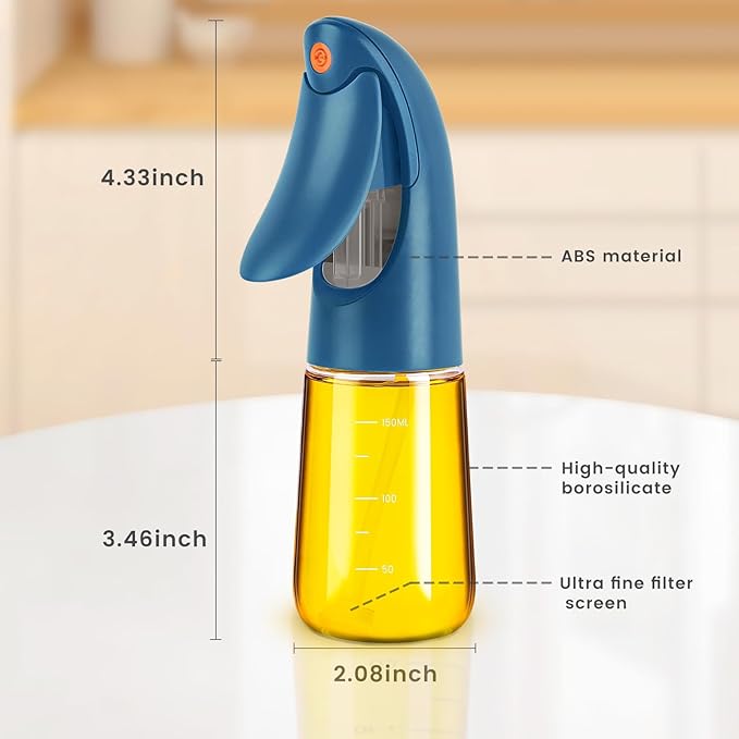 Oil Sprayer for Cooking, Atomization Olive Oil Dispenser Bottle for Cooking,Glass Olive Oil Sprayer, Patented Product,Continuous Spray with Portion Control, for Kitchen, Air Fryer, Salad, BBQ (Blue)
