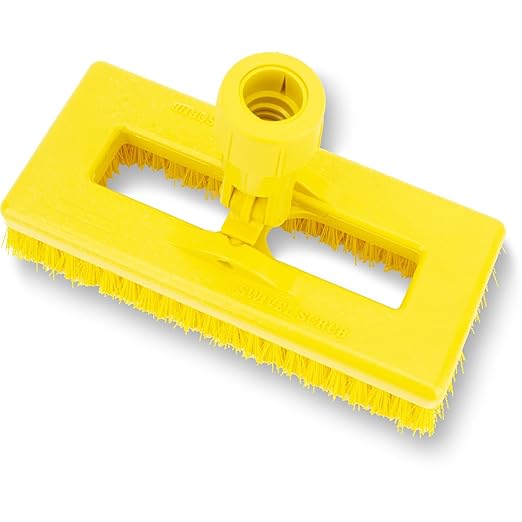 SPARTA 3638831EC05 Polyester Rectangle Scrub Brush, Floor Brush, Cleaning Brush With Swivel Head For Cleaning, 8 Inches, Yellow