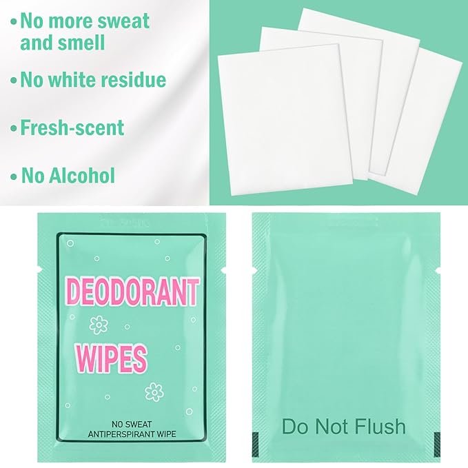 Loopeer 200 Pack Travel Antiperspirant Bulk Deodorant Wipes Individually Wrapped Body Wipes to Clean Skin Underarm Sweating Fresh Scented Towelettes Mini Purse Refresh Essentials for Men Women