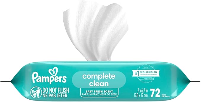 Pampers Baby Wipes, Complete Clean Baby Fresh Scented Wipe, Gently Cleans Head to Toe, 864 Total (12 Flip-Top Packs)