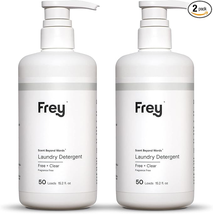 FREY Concentrated Liquid Laundry Detergent – 50 Loads |Ultra Concentrated, Natural, Eco-Friendly Formula | Unscented | Gentle on Clothes | 2-Pack