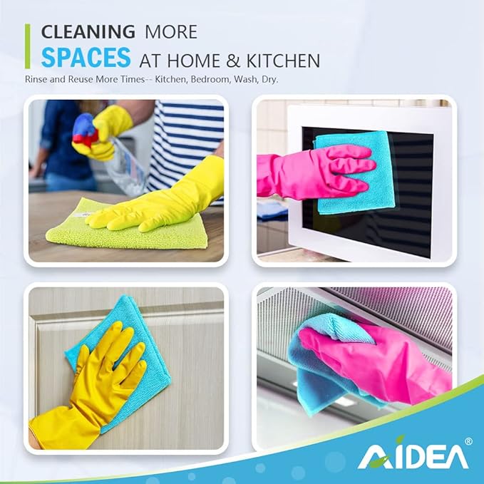 AIDEA Microfiber Cleaning Cloth-100PK, Soft Microfiber Towels for Cars, Absorbent Cleaning Rags, Lint-Free Streak-Free Wash Cloths for House, Kitchen, Window(12in.x12in)