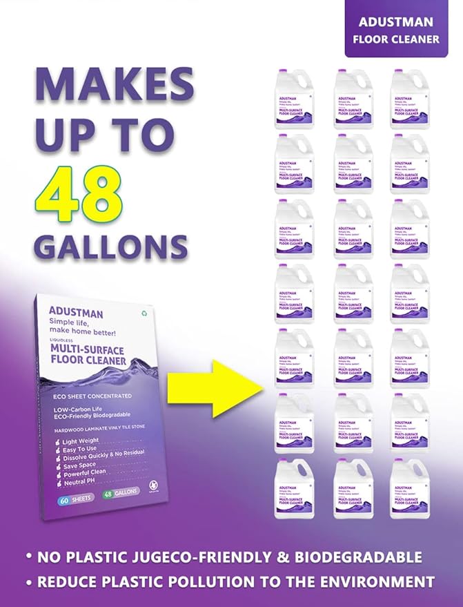 Eco Friendly Floor Cleaner Concentrate Natural Cruelty-Free Multi-Surface Hardwood Laminate Vinyl LVT LVP Stone Plastic Free Leak-Free Urltra-Light Refills Lavender Scent 96 Gallons 2Pack