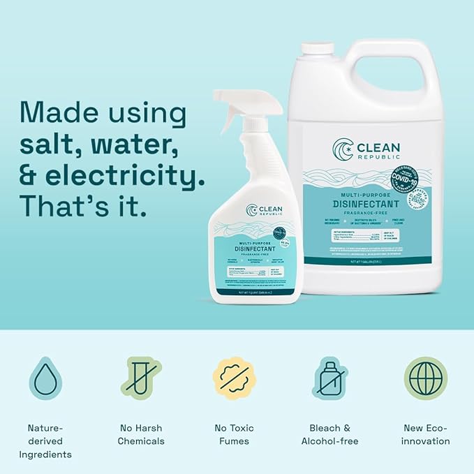 Clean Republic Multi-Purpose Disinfectant, Cleaning Spray, 32 Fluid Ounce Bottle, 4-Pack