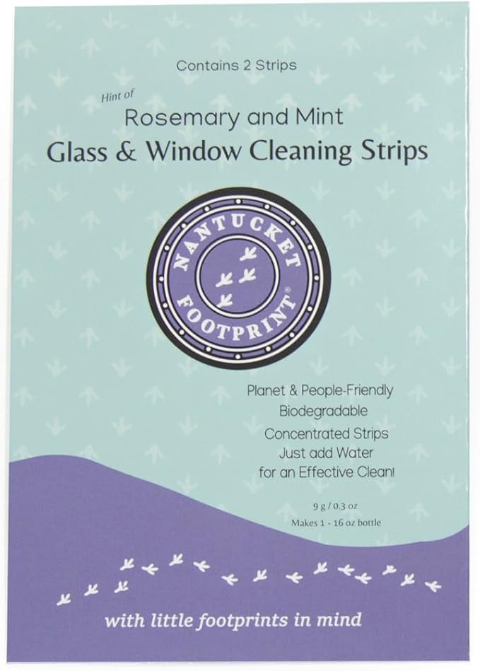 Glass & Window Cleaning Spray - 16 oz - Just-Add-Water - 2 Concentrated Cleaning Strips + 16 oz Reusable Glass Spray Bottle