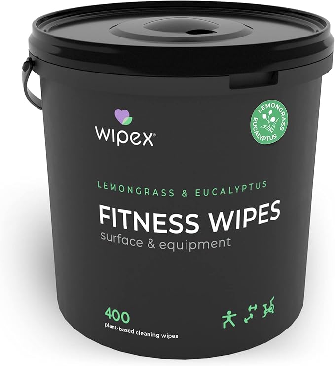 Wipex Gym Wipes for Equipment Bundle – Get 1600 Wipes with (2) Lemongrass & Eucalyptus Buckets & (2) Refill Rolls, Plant-Based Fitness Equipment Wipes, Clean Surfaces & Gear, 400 Count (Pack of 4)