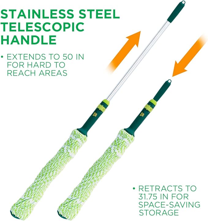 Pine-Sol Microfiber Mop Self Wringing – Easy Squeeze Twist Design for Wet Mopping | Household Cleaning Tool for Tile, Linoleum, Laminate Floors | Extendable Metal Handle