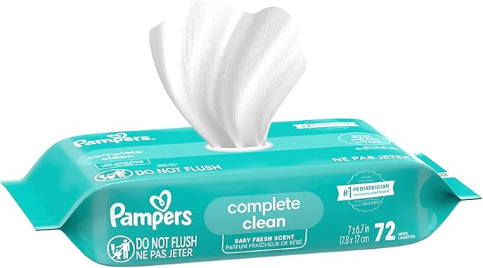 Pampers Baby Wipes, Complete Clean Baby Fresh Scented Wipe, Gently Cleans Head to Toe, 864 Total (12 Flip-Top Packs)