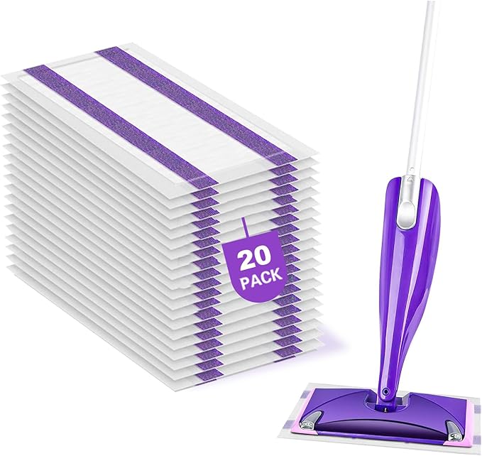 20 Count Mop Pads Refill Compatible with Swiffer WetJet Spray Mops, Wet Jet Mopping Pads for All Purpose Multi Surface Hardwood Floor Cleaning, 4 Layers Thickened and Super Absorbent.