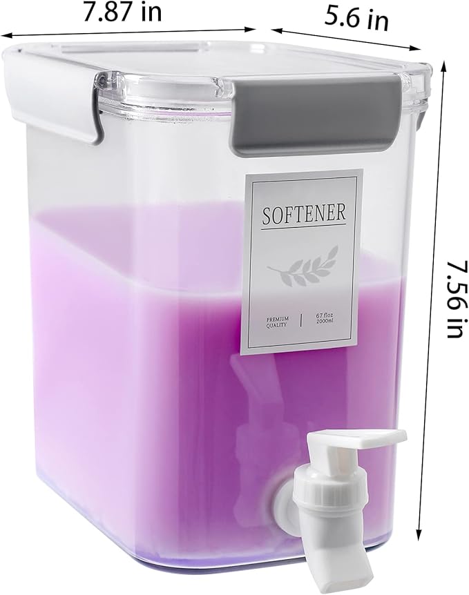 Laundry Detergent Dispenser Beverage Refrigerated Bucket with Faucet Fabric Softener Container for Detergent, Lemonade Juice, Milk, Fabric Softener, Bleaching Agent, 124oz, Grey