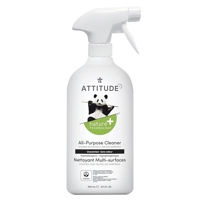 ATTITUDE All Purpose Cleaner, EWG Verified Multi-Surface Products, Vegan, Naturally Derived Multipurpose Cleaning Spray, Unscented, 27.1 Fl Oz (Pack of 6)