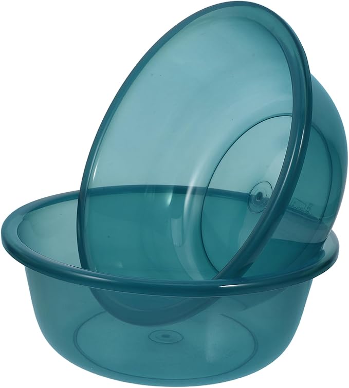 Round Plastic Wash Basin: 2pcs Stackable Camping Dishpan Vegetable Fruit Dish Tub Foot Soak Tub Laundry Hand Wash Bucket Dish Pans for Washing Storage Cleaning Supplies