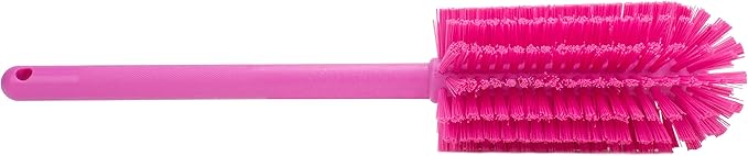 SPARTA Scrub Brush Bottle Brush, Dishwasher Safe Brush with Hanging Hole for Cleaning, Plastic, 16 Inches, Pink, (Pack of 4)