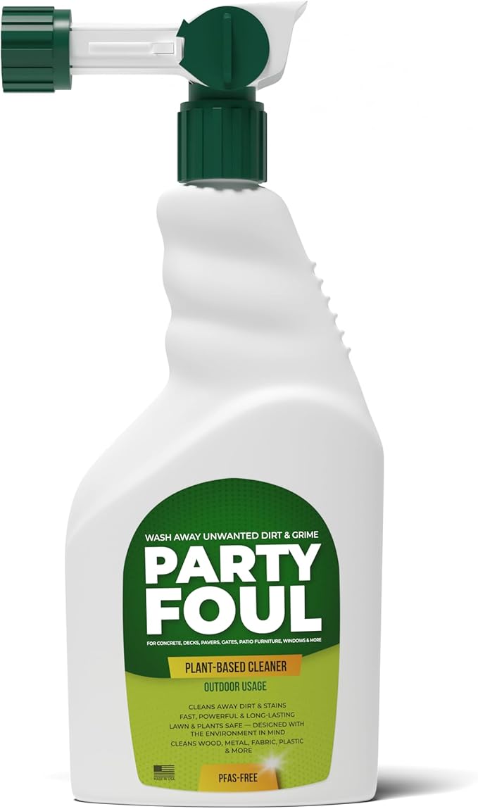 Party Foul Plant-Based Cleaner Spray | Eco-Friendly, Vegan Formula for Tiles, Counters, Granite, Metal, Glass, Wood & More | Natural I For Decks, Patios, BBQ Spills, Outdoor - 32 oz