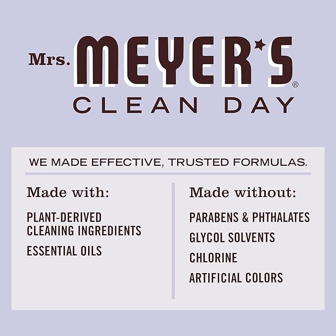 MRS. MEYER'S CLEAN DAY Multi-Surface Everyday Cleaner Concentrated Refills, 4 Concentrated Refills (2 Fl. Oz. each), Lavender Scent, Makes 64 Fl. Oz. Total