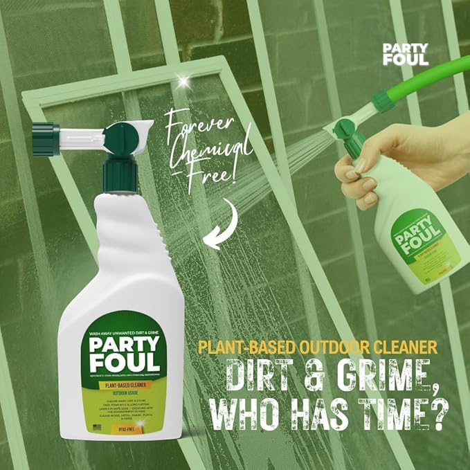 Party Foul Plant-Based Cleaner Spray Refill | Eco-Friendly, Vegan Formula for Tiles, Counters, Granite, Metal, Glass, Wood & More | Natural I For Decks, Patios, BBQ Spills, Outdoor - 1 Gallon