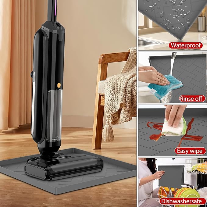 Vacuum Cleaner Silicone Mat,16''x15''x0.7'',vacuum cleaner accessories Silicone Mat Compatible with Shark,Bissell,Eureka,Dyson,Oreck, and more.Protects floors from scratches stains and water drips