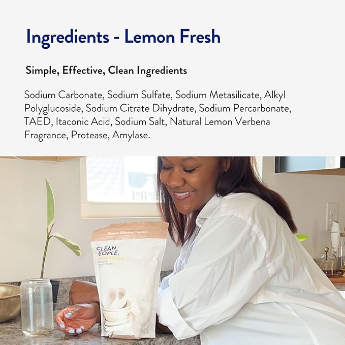 The Clean People Dishwasher Detergent Pods | Cuts Grease and Rinses Sparkling Clean | Residue-Free | Lemon, 120 Pack