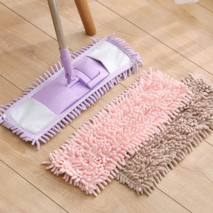 Microfiber Sweeper Mop Pads, Flat Mop Replacement Pads Reusable Dust Mop for Hardwood Floors (Purple)