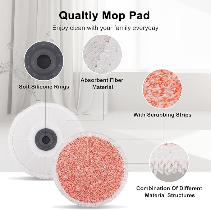 3897A Steam Mop Pads for Bissell SpinWave SmartSteam Scrubbing Steam Mop - Replacement Rotating Mop Head Fit 3897A 3712 3712W, Model No 1641112 (4+2+2+2+2