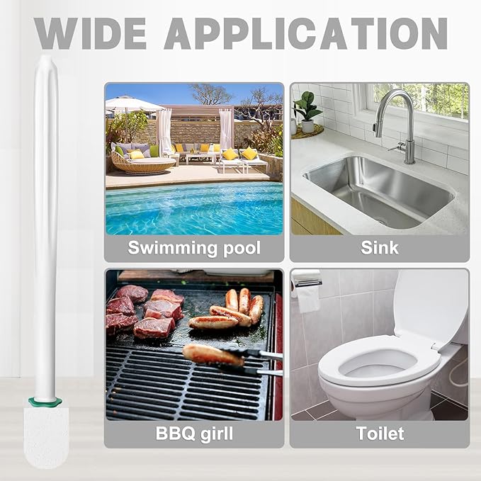 White Toilet Pumice Stone with 2pcs overlength Handle Toilet Brush,Pumice Stone Toilet Bowl Cleaner, Pumice Stone for Toilet,Toilet Stone,Bathtubs, Kitchen Sink, Grill,Tile. (22, White)