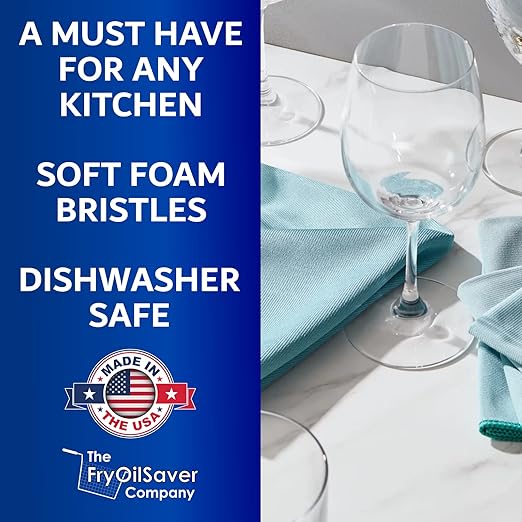 Glassware Cleaning Brush Kit, Pack of 3 Home Decanter Cleaning Brush , Non-Scratch Cleaner Brush for Narrow Neck Wine Glass, Beer Bottle, Glass Cleaner Brush for Bar & Restaurants by FryOilSaver Co.