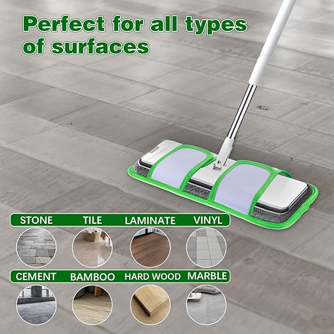 Microfiber Reusable Mop Pads Compatible with Swiffer Sweeper- Machine Washable Microfiber Mop Pad Refills for Household Cleaning-Floor Cleaning Mop Head Pads Work Wet and Dry-Pack of 6