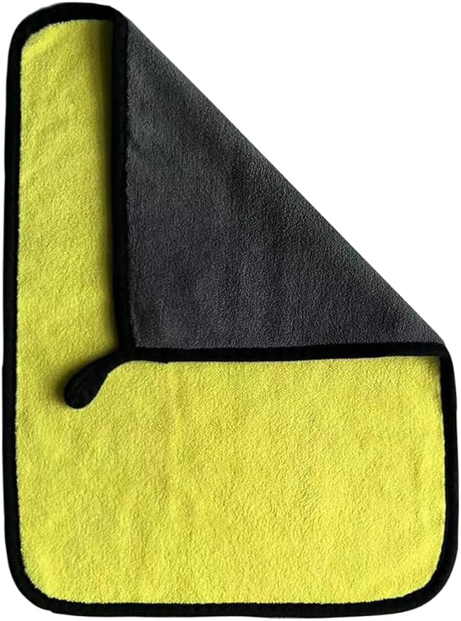 Microfiber Cleaning Cloth, Reusable and Lint-Free Cleaning Cloths for Car Wash, Detailing, Pet Drying, and Home Cleaning Supplies, Pack of 10 (10-Pack 11.8"" x 15.7""), Grey-yellow