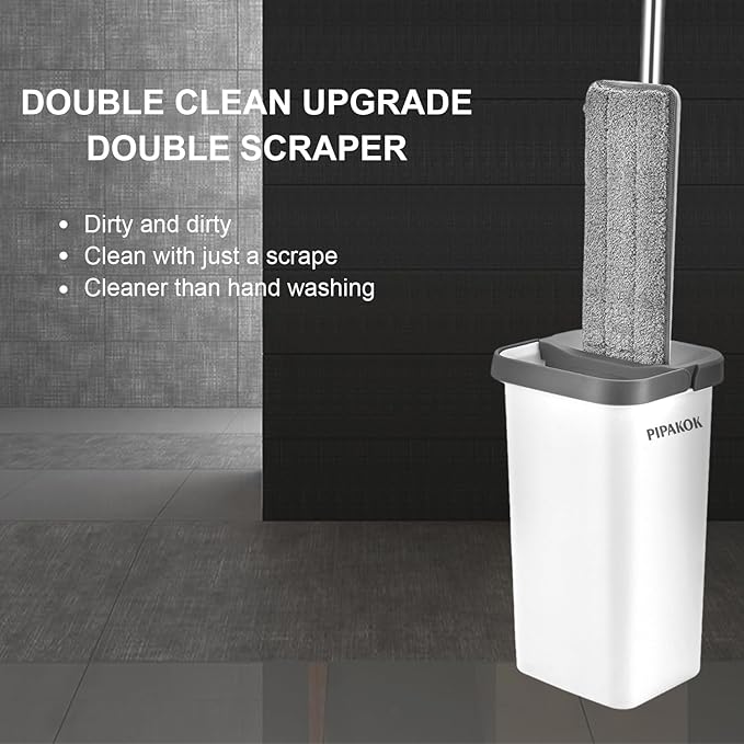 Mop and Bucket with Wringer Set, Hands Free Flat Floor Mop and Bucket,4 Washable Microfiber Pads Included, Wet and Dry Use, Home Floor Cleaning System for All Floor Types and Windows