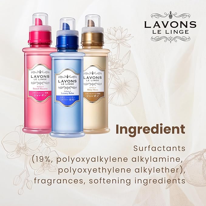 Natural Laundry Detergent Liquid for Sensitive Skin, Baby, Kids, Organic Liquid Detergent with Organic Plant & Fruit Extracts from Japan, FRENCH MACARON+LUXURY RELAX+SHINY MOON 50.7 Fl Oz