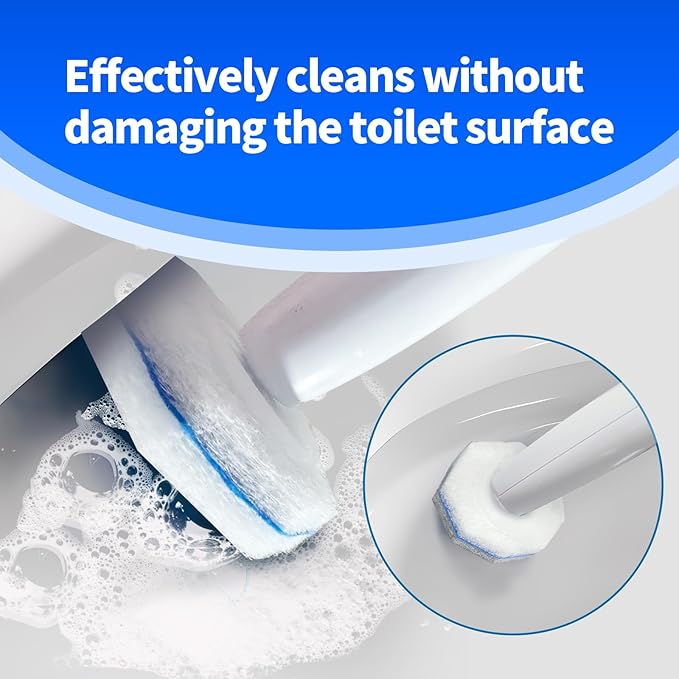 50 PCS Toilet Brush Heads Wand Refills Compatible with Most Wand Starter Kit, Disposable Scrubber Brush Refills for Disposable Toilet Bowl Cleaner Wand (White, 50 Count)
