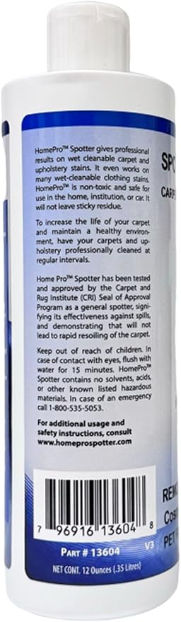 Stain and Spot Remover - Stain Remover for Clothes, Carpets, Mattress & Upholstery, Removes Pet Stains, Red Wine, Grease, Ink & Coffee - Safe For Oriental, Persian, Antique rugs 12 OZ