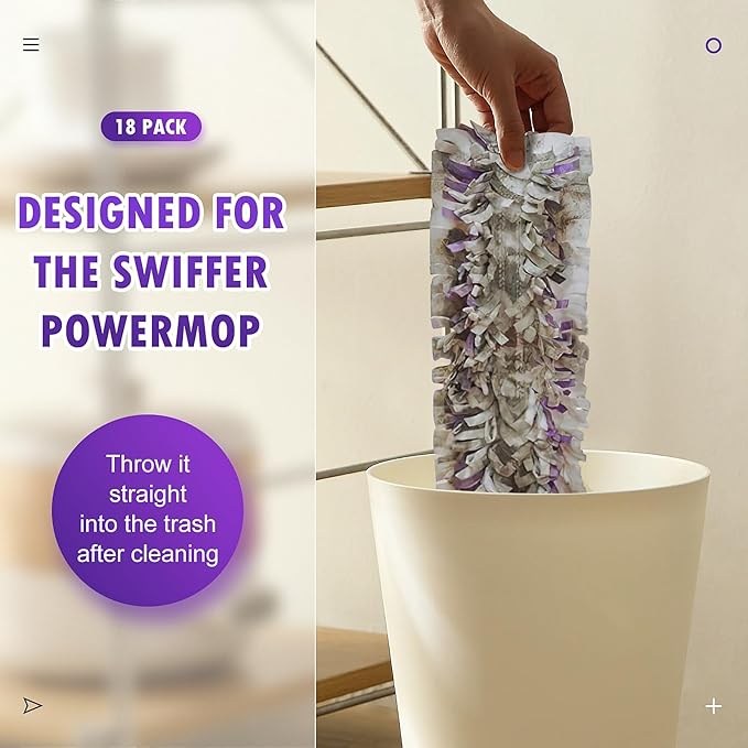 18 Count Disposable mop Pads Refills for Swiffer PowerMop Multi-Surface Mop and PowerMop Wood Mop, Replacement Pads Use for Floor Cleaning……