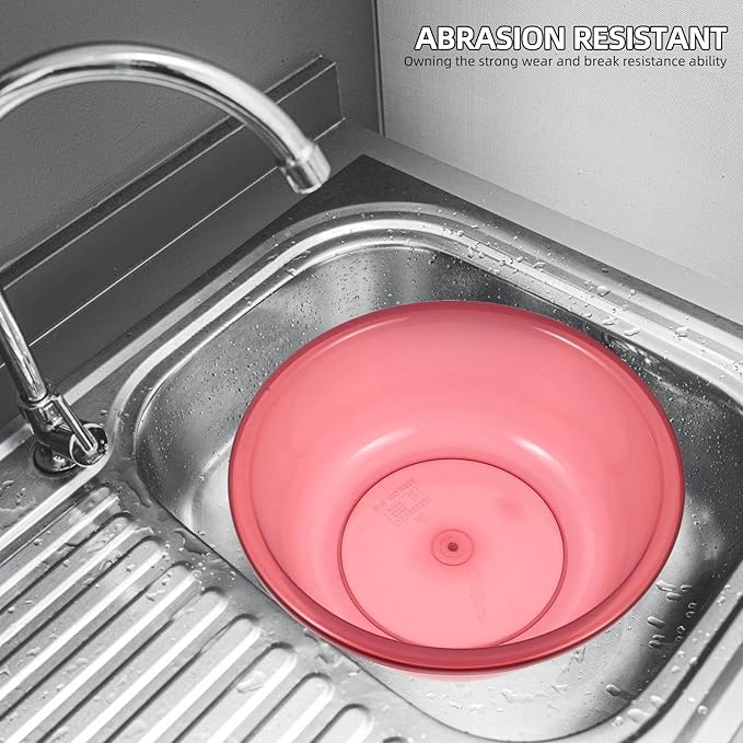 Round Plastic Wash Basin: 2pcs Stackable Camping Dishpan Vegetable Fruit Dish Tub Foot Soak Tub Laundry Hand Wash Bucket Dish Pans for Washing Storage Cleaning Supplies