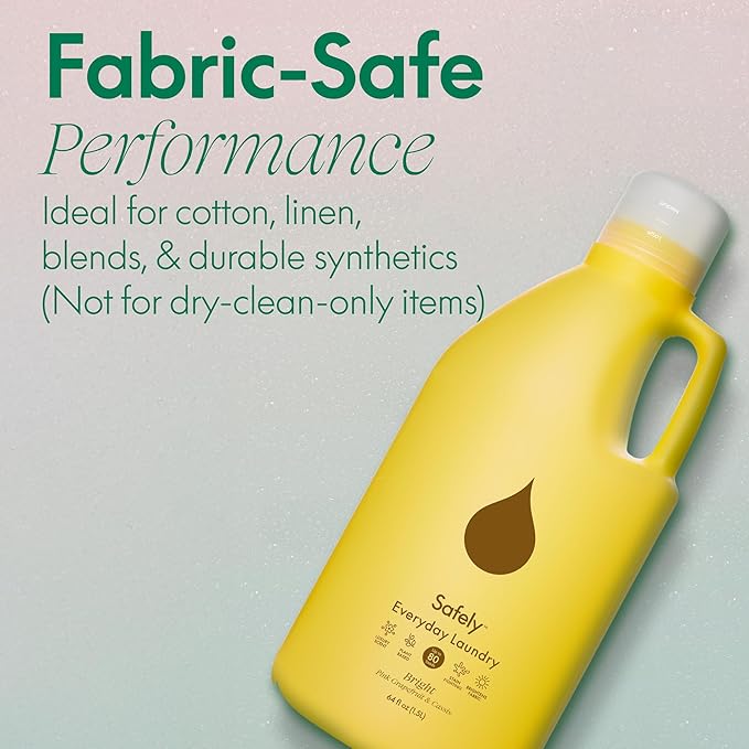 Safely Everyday Laundry Detergent Liquid Soap,Bright 1 Pack–Plant Powered,Natural & Highly Concentrated-Fight Stains & Wash Away Dirt, Impurities While Preserving Colors, Gentle On Skin, 64 fl oz