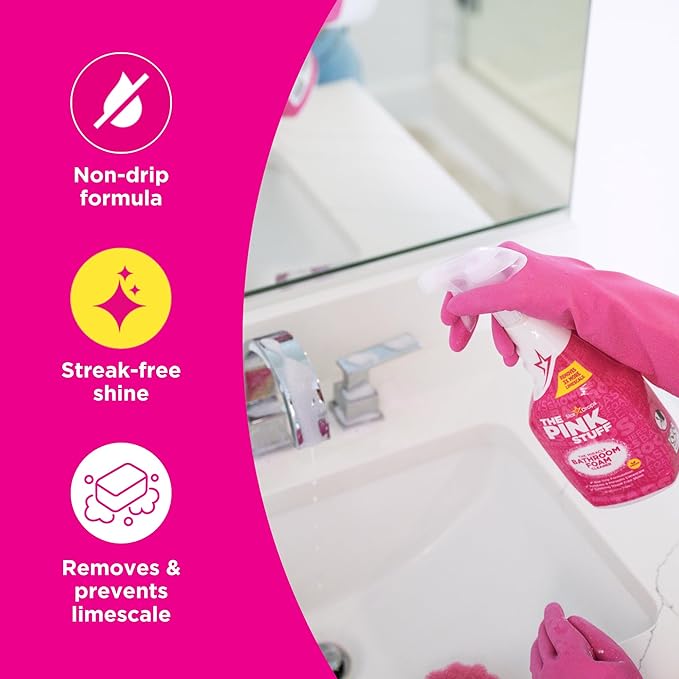 Stardrops The Pink Stuff Multi-Purpose Spray, Window & Glass Cleaner, and Bathroom Foam Spray Bundle – All-in-One Home Cleaning Solution (3-Pack)