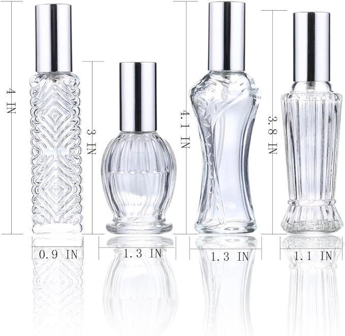 H&D HYALINE & DORA Vintage Refillable Perfume Bottles Glass Empty Spray Bottle and 3ML Refillable Crystal Perfume Bottle Empty, Clear Crystal Cut Travel Perfume Bottle