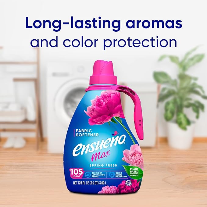 Ensueño - Max Liquid Fabric Softener- With Long-Lasting Freshener And Wrinkle Eliminating formula, Spring Fresh Scent - (125 oz) (Pack of 2)
