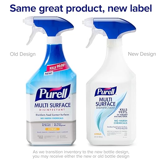 PURELL Multi Surface Disinfectant Spray, Citrus Scent, 28 fl oz Capped Bottle with Spray Trigger in Pack (Pack of 2) - 2844-02-ECCAL