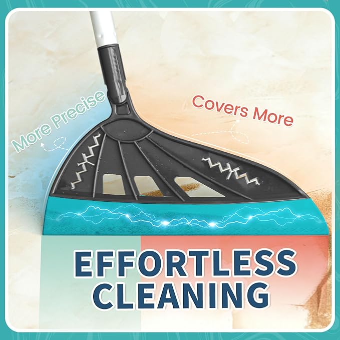 Magic Air Broom Household Silicone Broom for Floor Cleaning, Multifunctional Floor Squeegee with 60’’ Aluminum Adjustable Handle, Pet Hair for Glass, Fine Dust, Hair, Liquids (Gray)