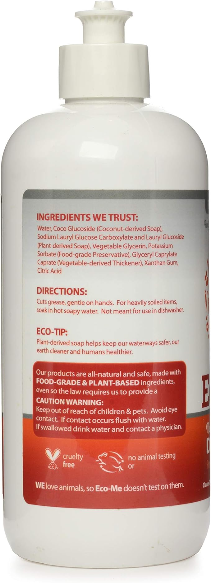 Eco Me Natural Environmentally Friendly Sudsing Liquid Dish Soap, Healthy Fragrance Free Scent, 16 Ounces
